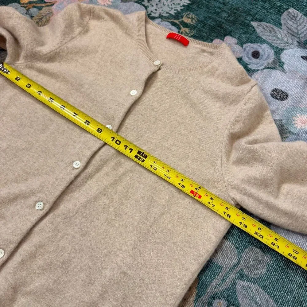 JENNIE LIU Women's 100% Cashmere Button Long Sleeve Crewneck Cardigan Sweater Oa
